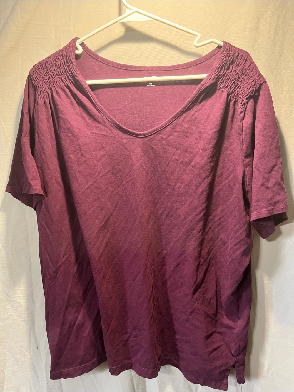 Women's Smocked Shoulder Tee - Plum Duluth XXL